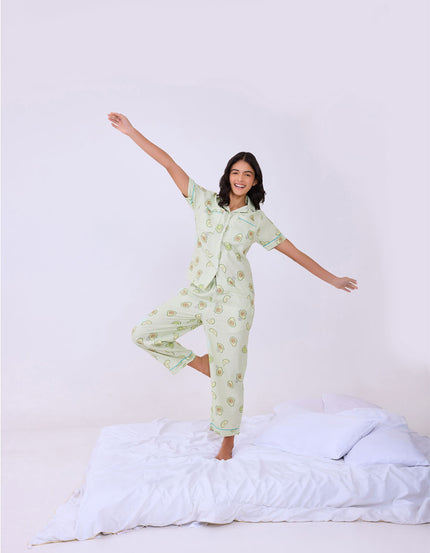 Avocado Print Cotton Braless Nightsuit