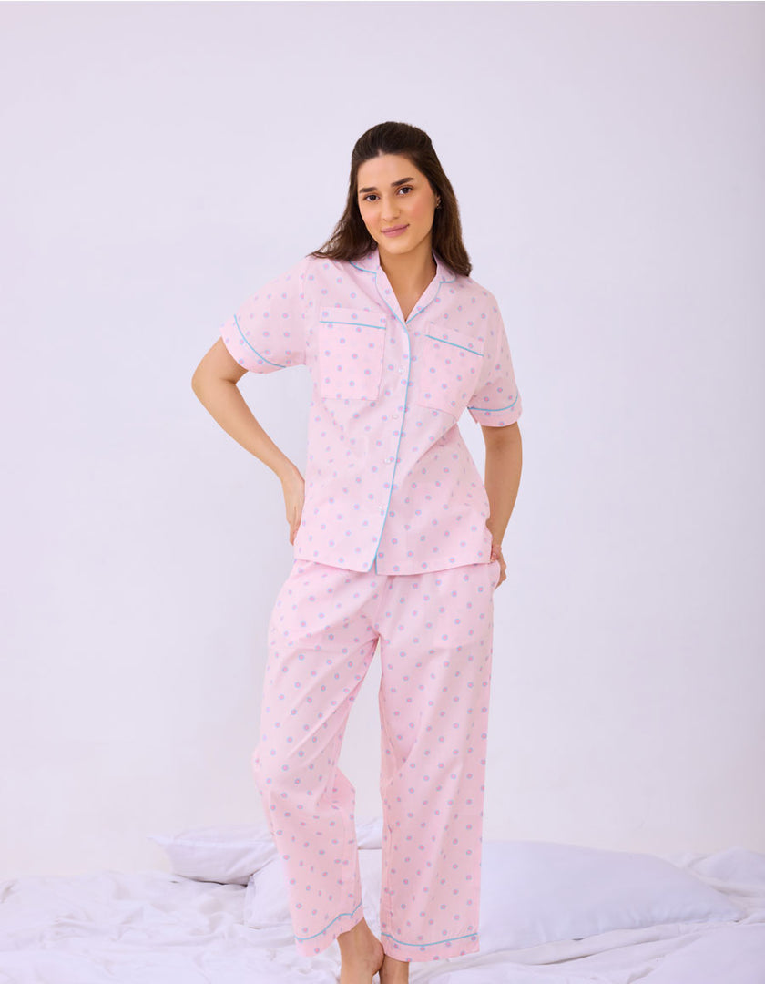 Printed Braless Cotton Nightsuit for Women