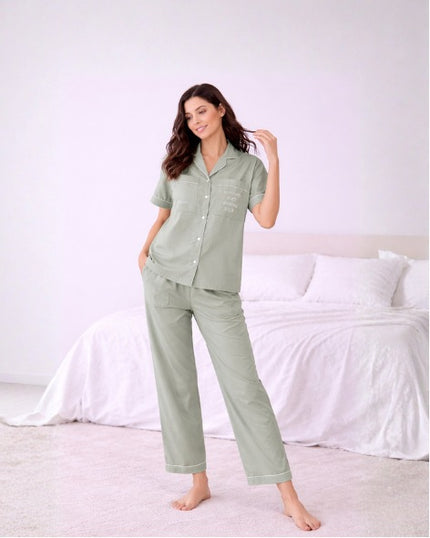 Solid Pista Cotton  Braless Nightsuit for women