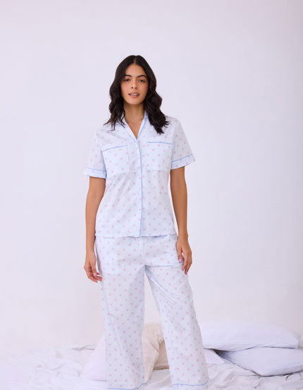 Braless Printed Cotton Nightsuit for Women