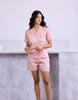 Solid Pink Cotton Satin Braless Nightsuit for women