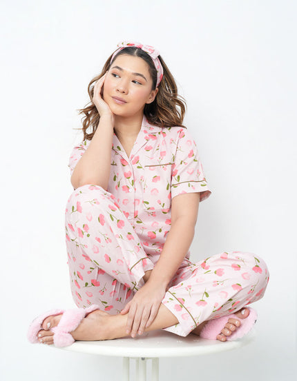 Floral Printed Cotton Braless Nightsuit for women