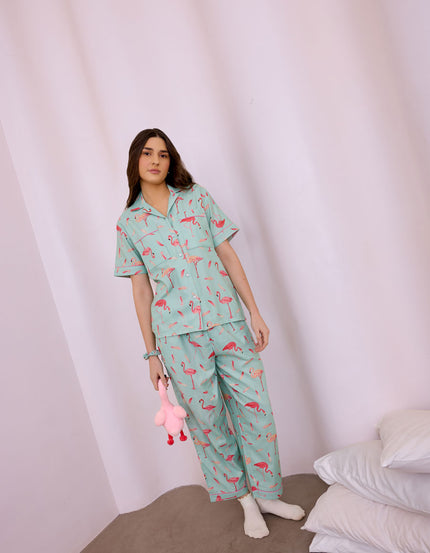 Flamingo Cotton Braless Nightsuit for women