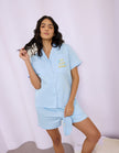 Solid Sky Cotton  Braless Nightsuit for women