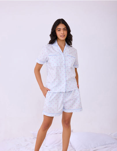 Braless Printed Cotton Nightsuit for Women