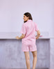 Pink & White Striped Cotton Satin Braless Nightsuit