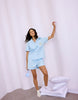 Solid Sky Cotton  Braless Nightsuit for women