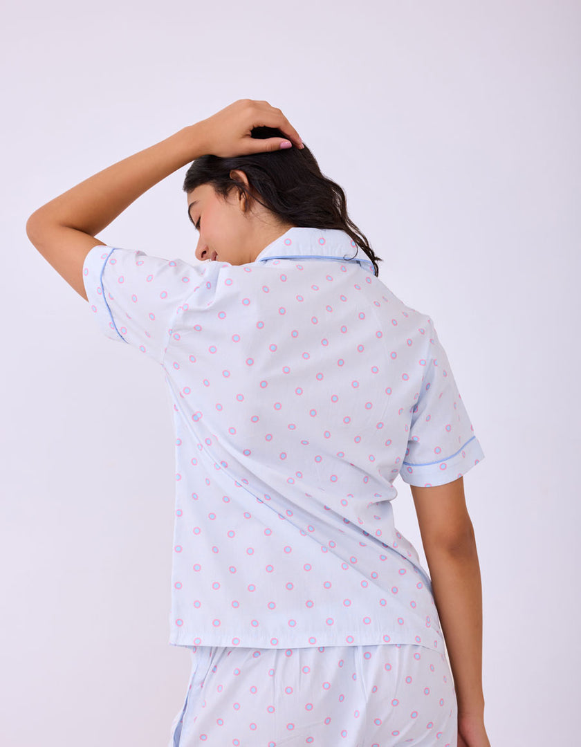 Braless Printed Cotton Nightsuit for Women