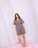 Pink & Black Striped Cotton Satin Braless Nightsuit