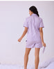 Solid Lilac Cotton Satin Braless Nightsuit for women