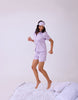 Solid Lilac Cotton Satin Braless Nightsuit for women