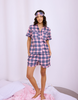Pink & Blue Checks Cotton Braless Nightsuit