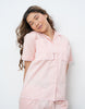 Lace Detail Peach Cotton Satin Braless Pajama Set
