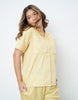 Lace Detail Yellow Cotton Satin Braless Pajama Set