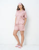 Lace Detail Pink Cotton Satin Braless Pajama Set