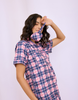 Pink & Blue Checks Cotton Braless Nightsuit
