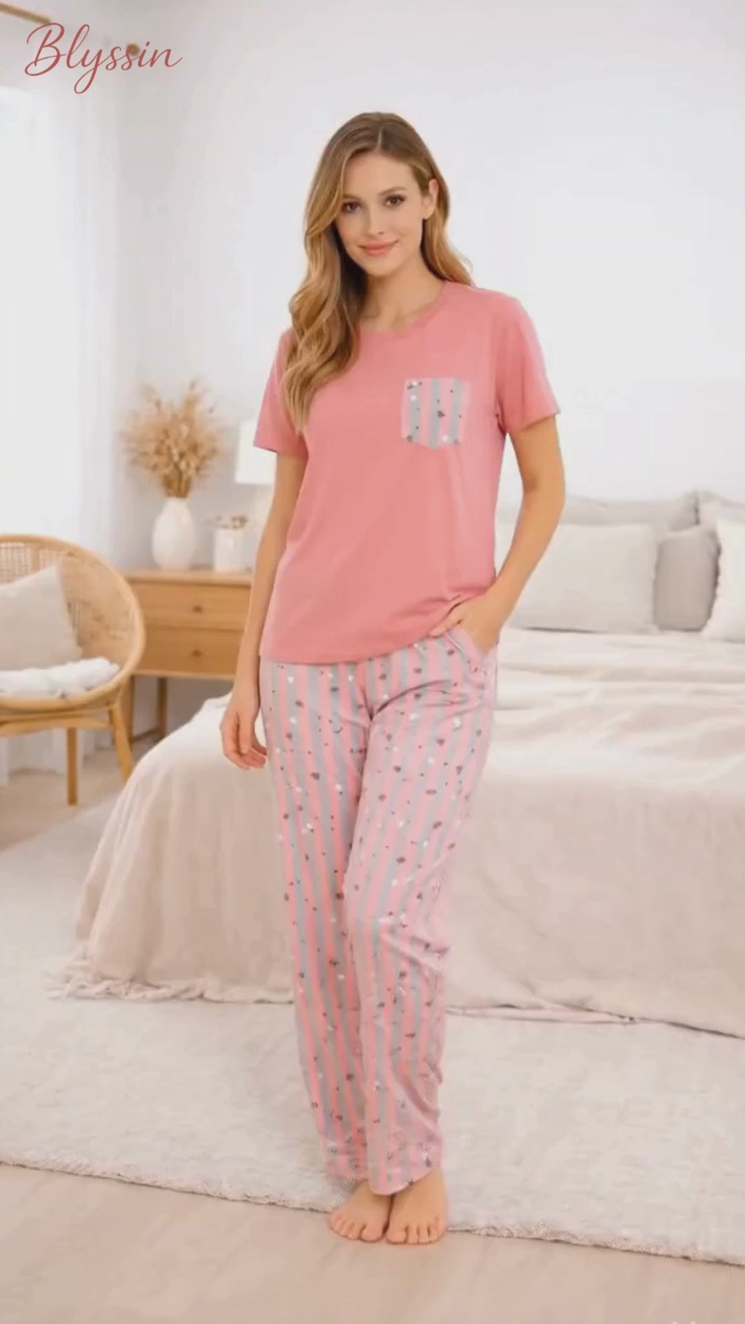 Peach Printed Padded Night Suit